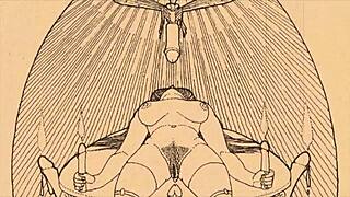 Vintage erotic drawings tease forbidden antique passions in retro style