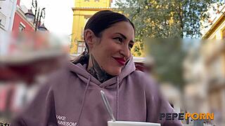 forty year old alt babe craves massive cock in lara croft style casting