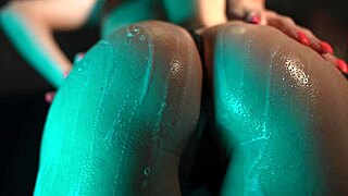 girl's juicy ass lathered in shower foam