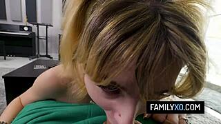 Blonde Evie Christian flashes sweet tits teasingly for big cock thrill