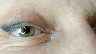 Milf eyes flooded in extreme closeup cumshot orgasm