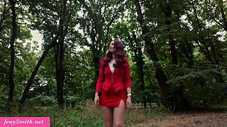 Hot Milf Jeny Smit Plunges Anal Dildo Deep in Woods Masturbation