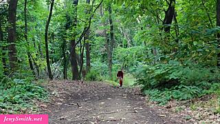 Hot Milf Jeny Smit Plunges Anal Dildo Deep in Woods Masturbation