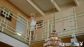 Texas hot blonde model babe Rachel strips lingerie teasingly