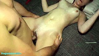 hard missionary pounding lubed big tits beauty creampie on belly programmerswife moans heavily