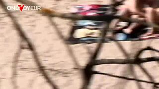 voyeur wife slut flashes spreads pussy wide on public beach takes bareback pounding as crowd stares in awe