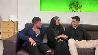 aaliyah yasin's first double penetration threesome with hijab gets super rough