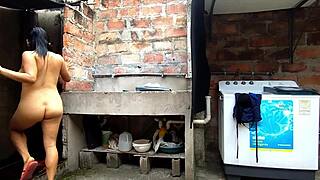 my horny latina neighbor sneaks in bathroom for squirting domination fuck