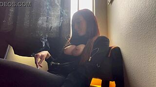 italian milf artemisia loves smoking while showing off her huge tits in fetish play