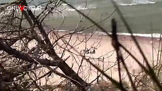 voyeur wife slut flashes spreads pussy wide on public beach takes bareback pounding as crowd stares in awe