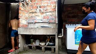 my horny latina neighbor sneaks in bathroom for squirting domination fuck