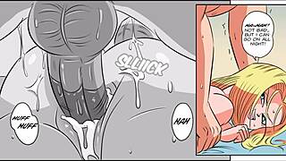 vegeta unleashes blonde milf on rough big cock threesome creampie