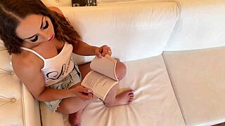 Petite Curly Brunette Milf Flashes Tight Pussy and Ass While Stroking Big Cock