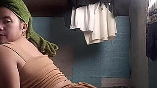 Asian neighbor teases tight body through sheer fabric so tempting
