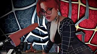 Spider girl Meridjane delivers intense passionate deepthroat blowjob