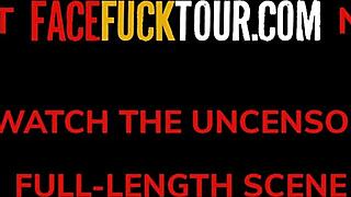 Amateur redhead babe chokes on sloppy deepthroat face fuck tour