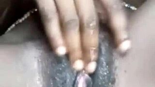 Clean shaved pussy fingered until dripping wet