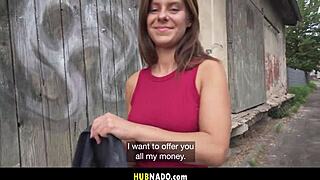 big cock spanks tattooed babe's ass outdoors for cash payment