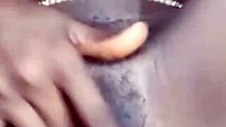 Clean shaved pussy fingered until dripping wet