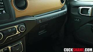 Cuckold husband spies then watches wife deepthroat lover's cock hardcore