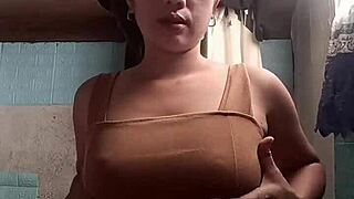 Asian neighbor teases tight body through sheer fabric so tempting