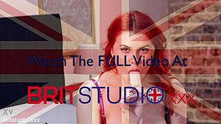 British redhead teen slut rams huge dildo deep in tight pussy moaning wildly on bed