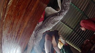 Curvy Latina Student Lifts Skirt Teasing Juicy Ass and Panties Before Studying