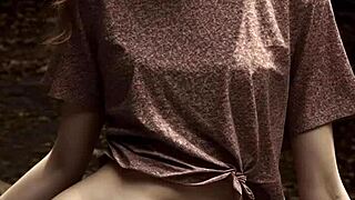 lingerie tease under cherry blossoms