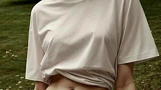 lingerie tease under cherry blossoms