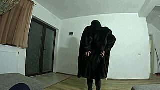 i'm such a slutty wife deepthroating cum on my black fur coat