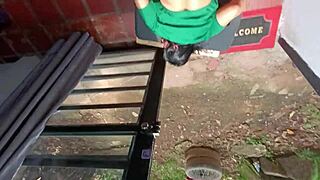 Neighbor's brutal garden anal breaks ass with huge creampie