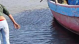 desi couple enjoys outdoor fun in homemade video