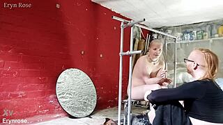 metal bound slave begs shaved pussy squirt