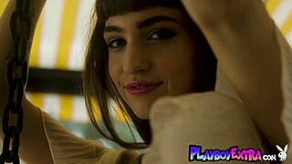 petite ivy rose unveils hairy pussy in outdoor striptease tease