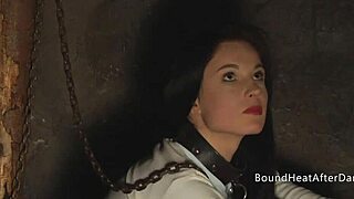 naked lesbian slave bound tight. madame's whip draws ecstatic moans