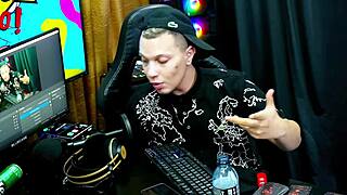 Victoria Camargo's hairy pussy lips bulge out panties bent over podcast table!