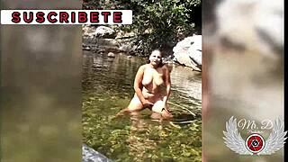 i finger my wet pussy outdoors by river for voyeur thrills