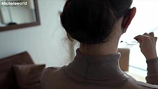 slave wife goes braless downblouse flashing saggy tits in public as secretary