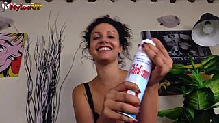 i cum hard from brunette's pantyhose footjob