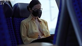 slave wife goes braless downblouse flashing saggy tits in public as secretary