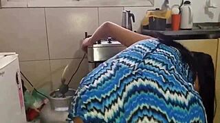 horny housewife takes fat cock pounding before kitchen chores