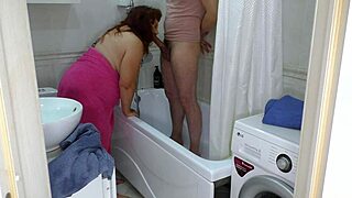 Mature Big Tits Milf Blows Cock Then Takes Hard Bathroom Anal