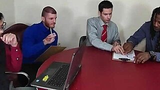 Office Trailer Slut Craves Bareback Double Penetration Orgy