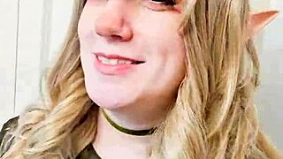 Kimmi the elf rims asshole deep then swallows huge cum load