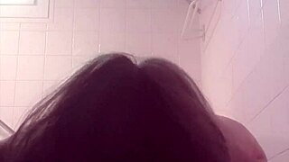 Bold French slave slut bent over sucking cock in BDSM humiliation