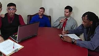 Office Trailer Slut Craves Bareback Double Penetration Orgy