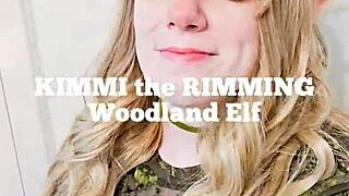 Kimmi the elf rims asshole deep then swallows huge cum load