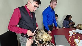 Office Trailer Slut Craves Bareback Double Penetration Orgy