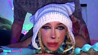 My rave bunny suit clings tight as pussy gets pounded wildly