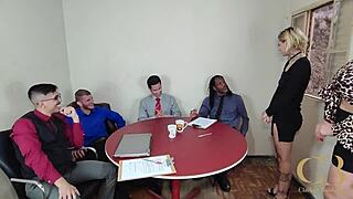 Office Trailer Slut Craves Bareback Double Penetration Orgy